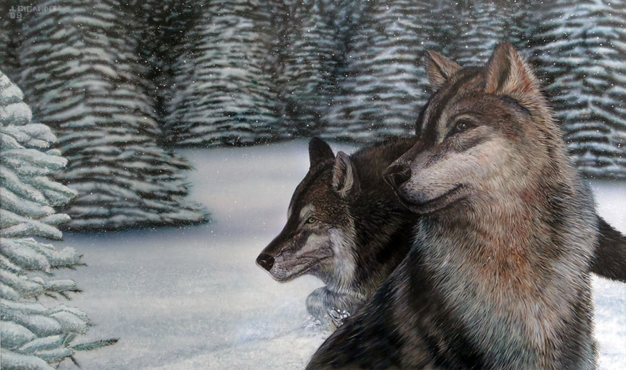 Wolves Painting - "Sentries"